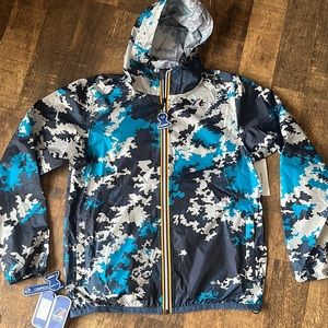 NWT Blue Camo K-Way Mens Jacket Size Medium $120